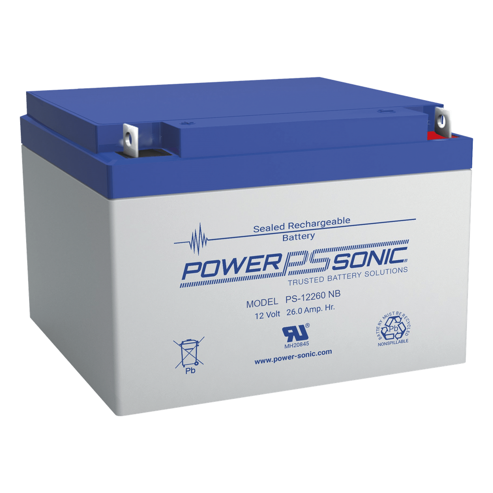 Batería 12V, 26AH, Para Respaldo, Tecnologías AGM/VRLA, 5 Años Vida Útil, Terminales NB2, Reconocida UL PS-12260-NB2