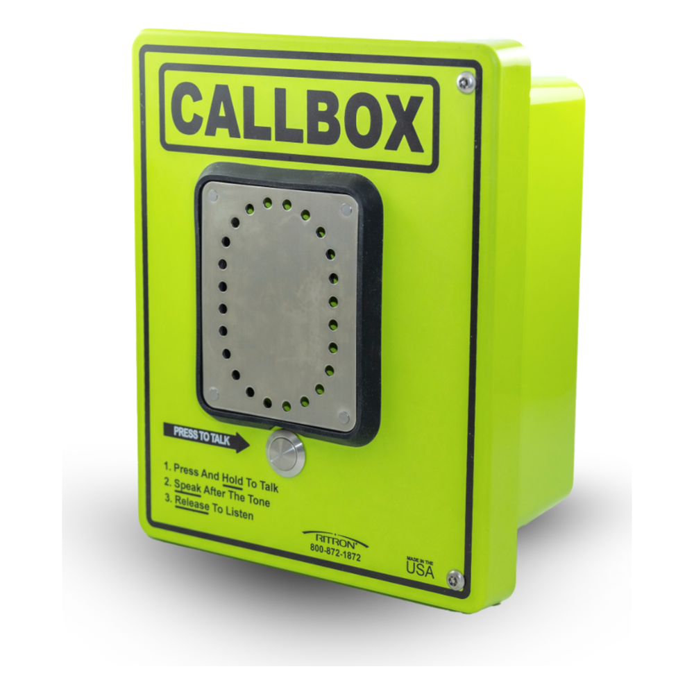 Callbox HD Series / Intercomunicador Bidireccional / 800mW-2W Potencia Transmisión / Audio Ajustable / Enclosure Fibra de Vidrio / Vandal-Resistente / IP65 / Mensajes de Voz Grabables / Control de Acceso por Relay / Sensor Input RQX427HD