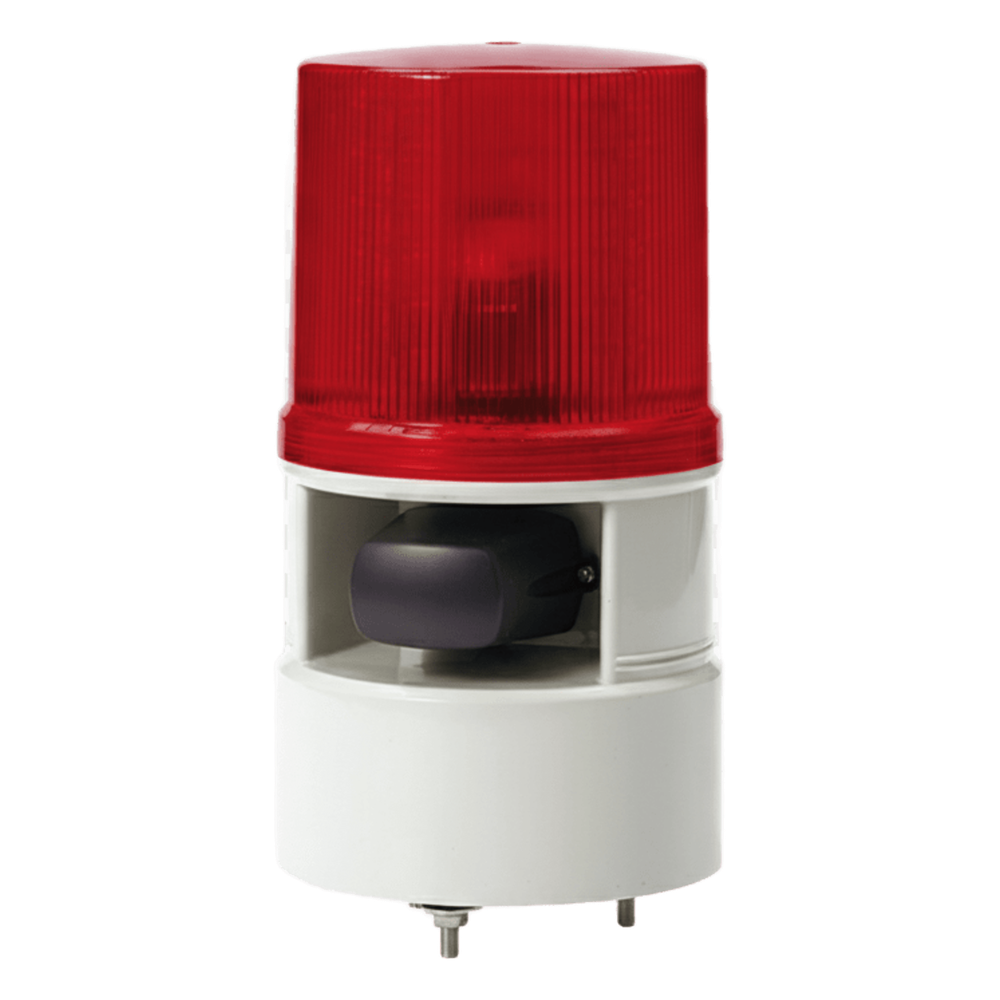Luces de advertencia color Rojo con sirena incorporada con 5 tonos máx. 105 dB en 12-24 VCD S125DML-WS-012024-R