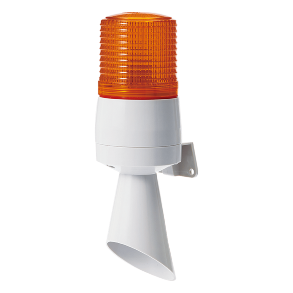 Luz LED con patrones de destello fijo y destellante con buzzer incorporado de alto volumen Máx. 95 dB color Ámbar 24 VCD S60ADL-24-A