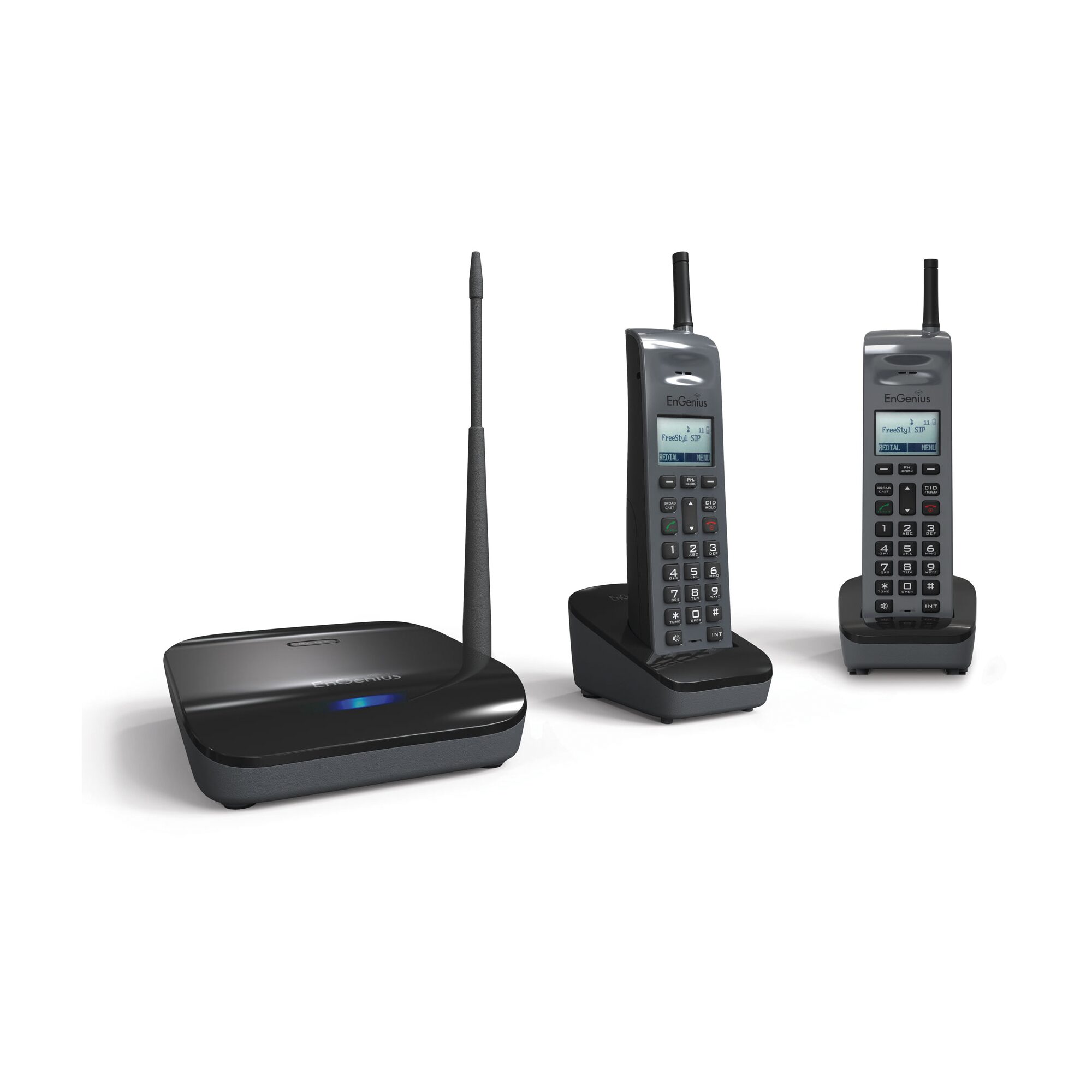 Sistema Telefónico Inalámbrico SIP de Largo Alcance, Incluye Base y Dos Teléfonos Inalámbricos, Soporta 10 Cuentas SIP, Hasta 4 Llamadas Simultaneas, FREESTYL-SIP2