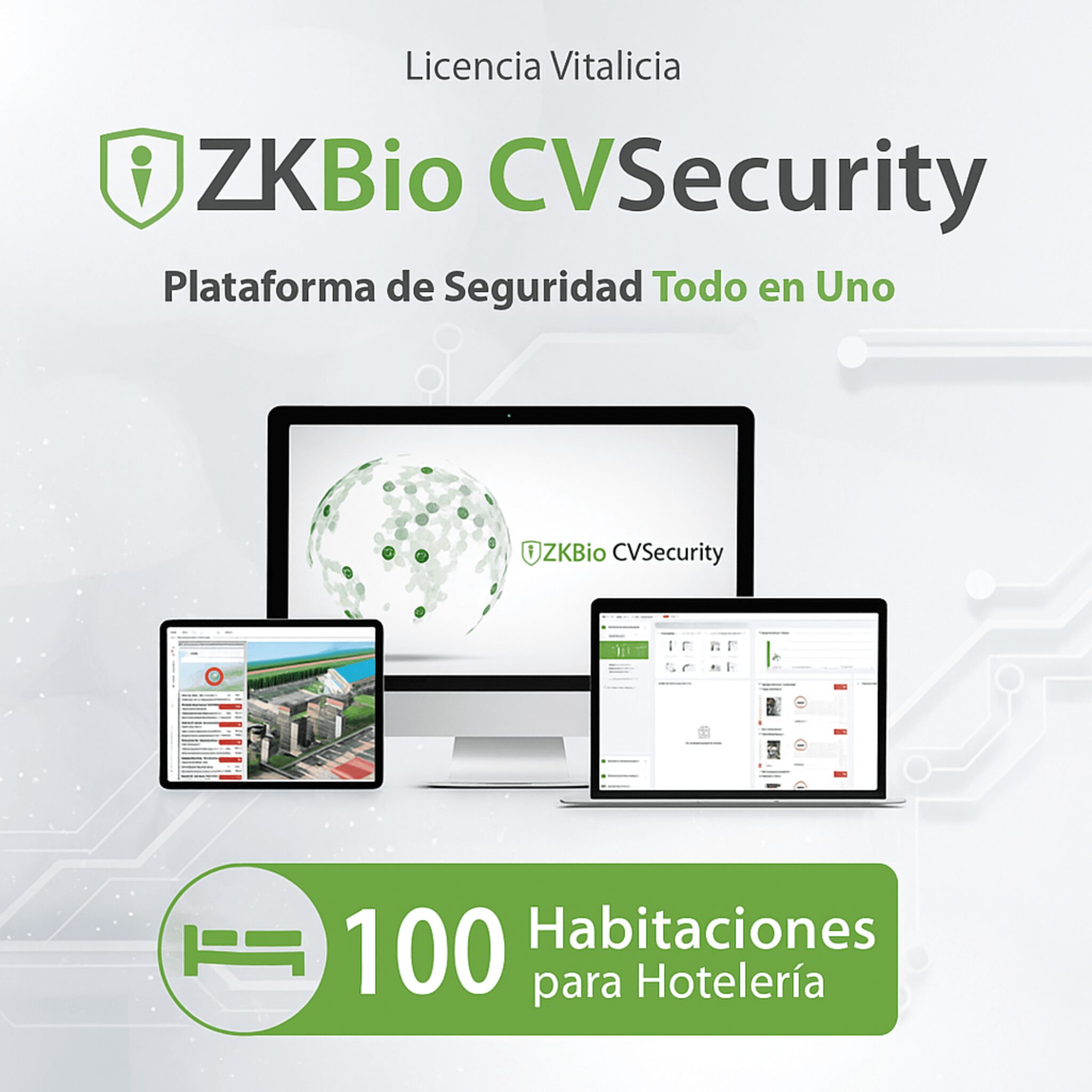 Licencia para ZKBioCVsecurity para modulo de hoteleria para 100 habitaciones ZKCVHOTEL100