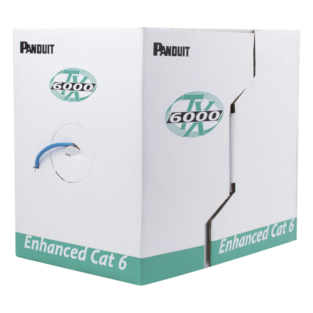 Bobina de Cable UTP 305 Metros (1000 Pies) de Cobre, TX6000? PanNet, Reelex, Azul, Categoría 6 Mejorado (23 AWG), LSZH (Bajo Humo, Cero Halógenos), de 4 Pares PUL6004BU-ME