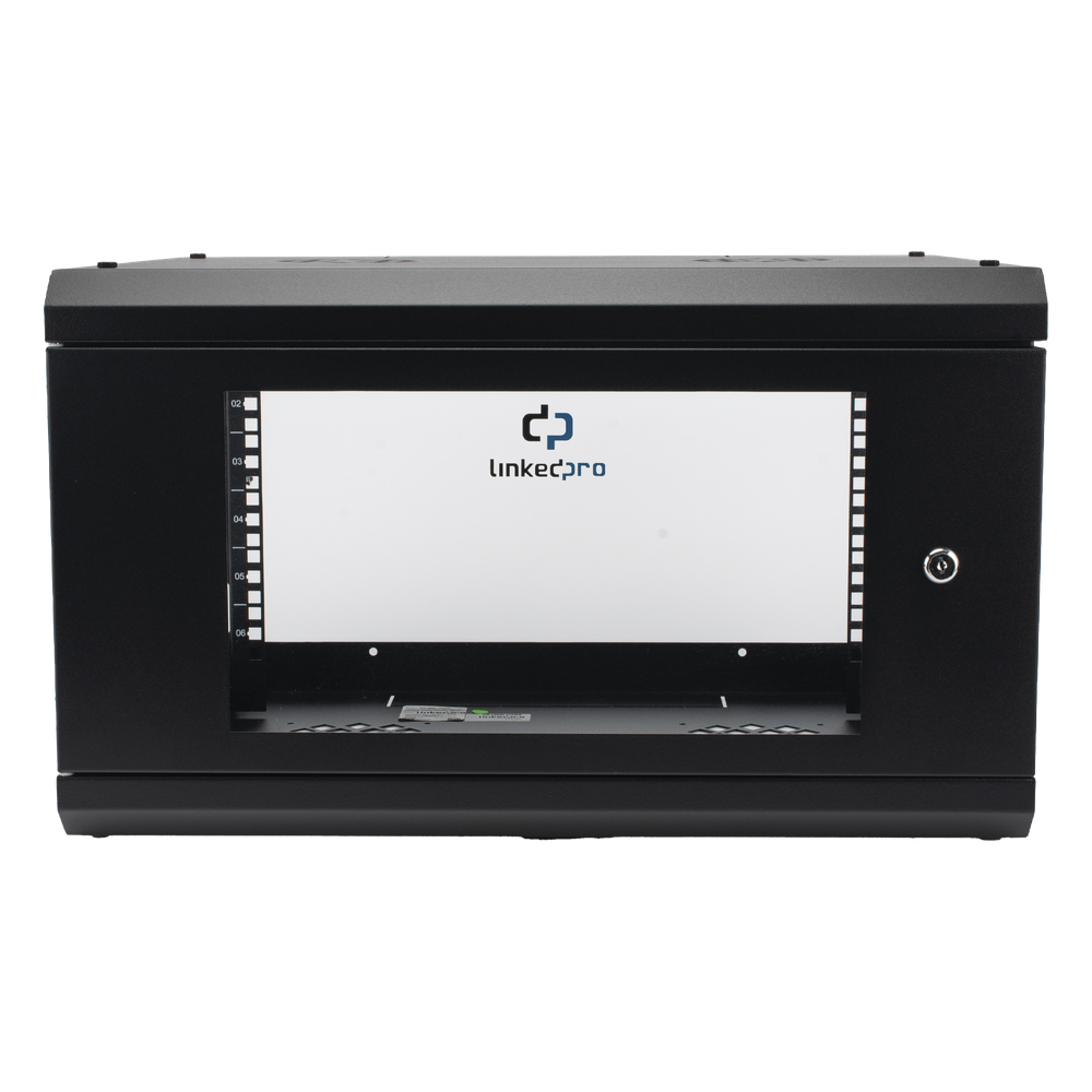 Gabinete de Pared con Puerta de Cristal Templado, 635mm de Profundidad, 4U Rack de 19'', Acero Reforzado SR1906LH3GA