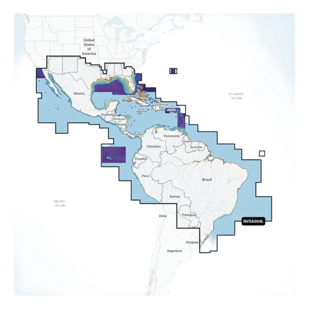 Cobertura Marítima / Costa de México, Centroamérica y Brasil / Incluye Golfo de EE. UU. y Costa Oriental / Bermudas, Bahamas, Cuba, Puerto Rico / Islas Vírgenes, Jamaica, Canal de Panamá / Costa Occidental de Sudam&e 10-C1285-00