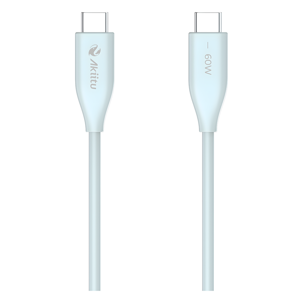 Cable de Carga USB-C a C / 1.5 Metros (4.92 Pies) / Potencia 60W / Velocidad Transferencia 480 Mbps / Tecnología GaN (Nitruro de Galio) / Fast-Charging / Material Silicona No Tóxica / Conector Aluminio Anodizado AK-PAC6S-B-1.5M