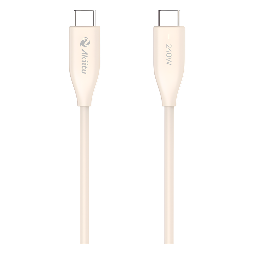 Cable de Carga USB-C a C / 1.5 Metros (4.92 Pies) / Potencia 240W / Fast-Charging / Velocidad Transferencia 480 Mbps / Tecnología GaN (Nitruro de Galio) / Material Silicona No Tóxica / Conector Aluminio Anodizado AKPAC24SL1.5M