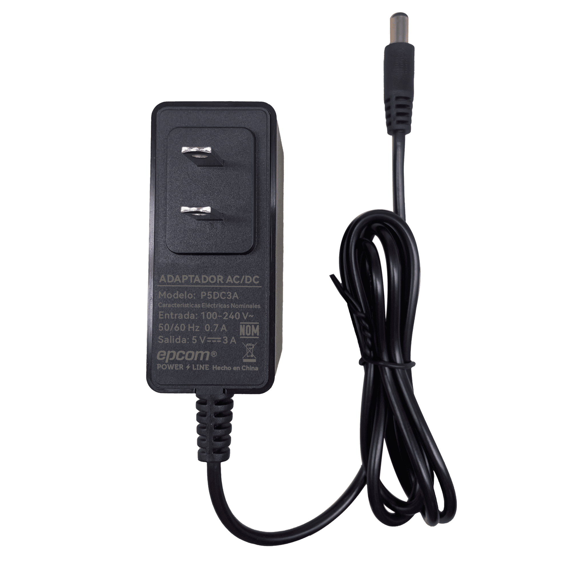 Adaptador de Corriente DC / 5V 3A 15W / Entrada 100-240V AC / Protección Sobre-Corriente y Cortocircuito / LED Indicador / Plug 5.5mm x 2.1mm P5DC3A