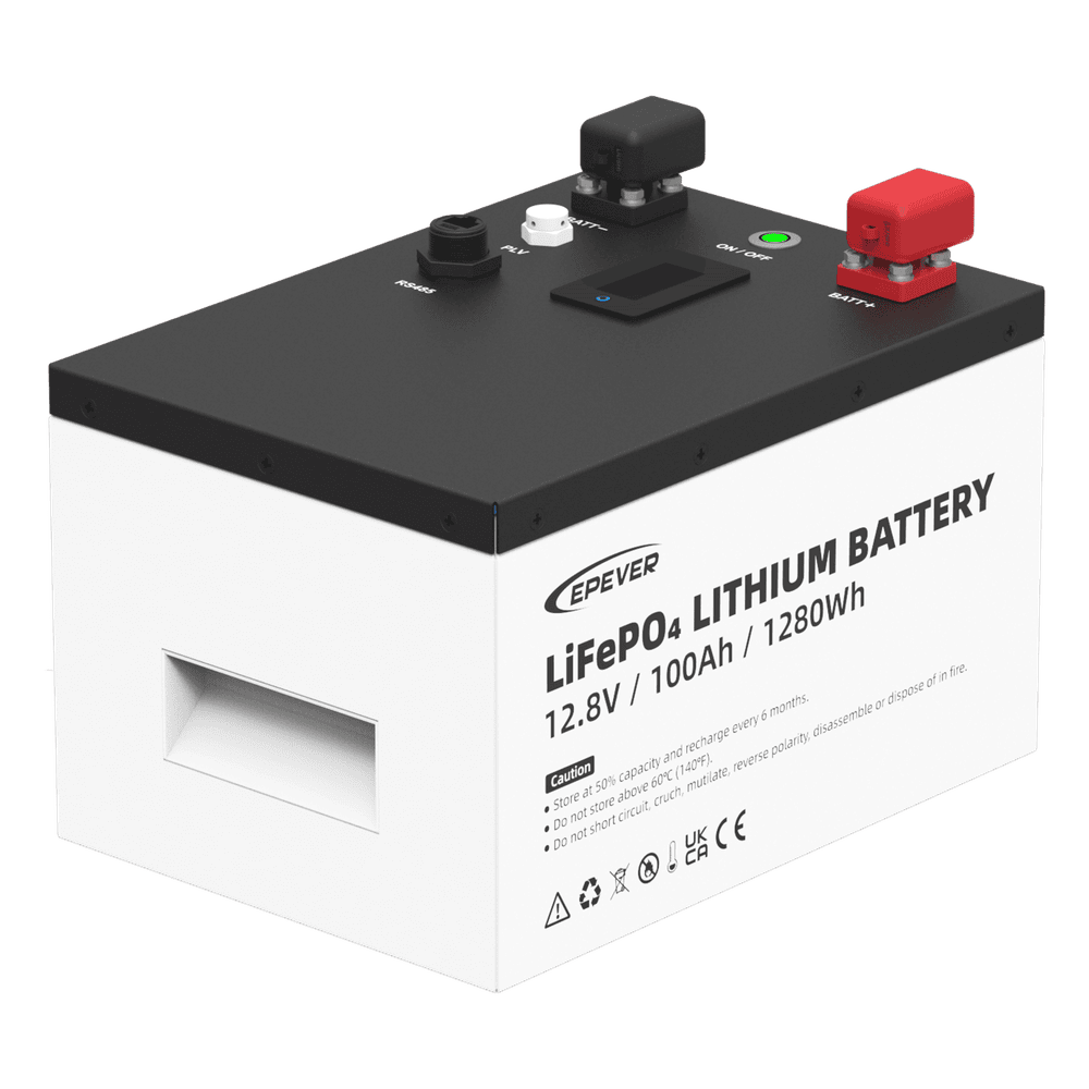 Batería de Litio LiFePO4 12.8Vcc, 100Ah, 1.28KwH, Pantalla LCD para Monitoreo Local, Carcasa Metálica LFP100EP128V2