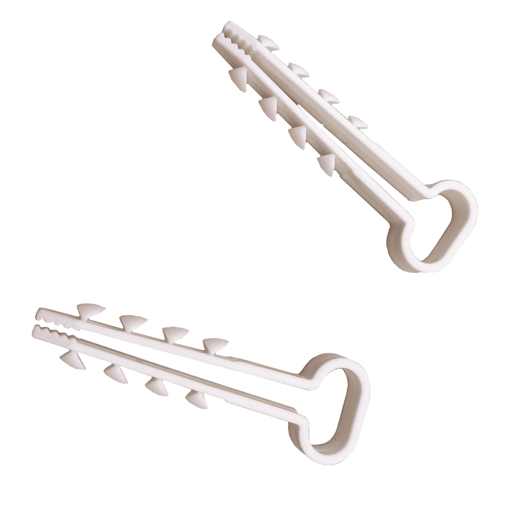 Bolsa con 100 clips sujetadores de plástico para cables de 6 a 12 mm. Ideales para instalaciones en pared, brindan sujeción firme y segura. LPHOLD10
