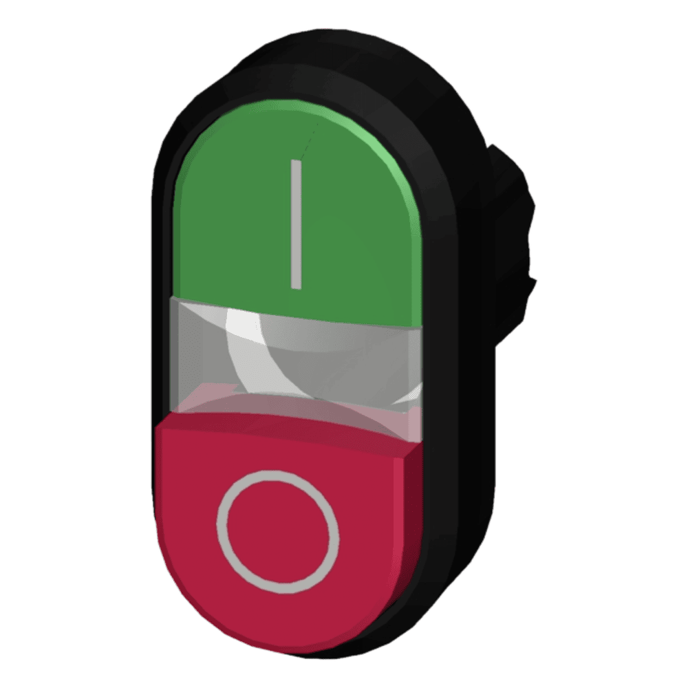 Botón doble tipo domino de plástico 3SU10003BB420AK0, son holder ni bloque de contactos, color Verde/Rojo 3SU10003BB420AK0