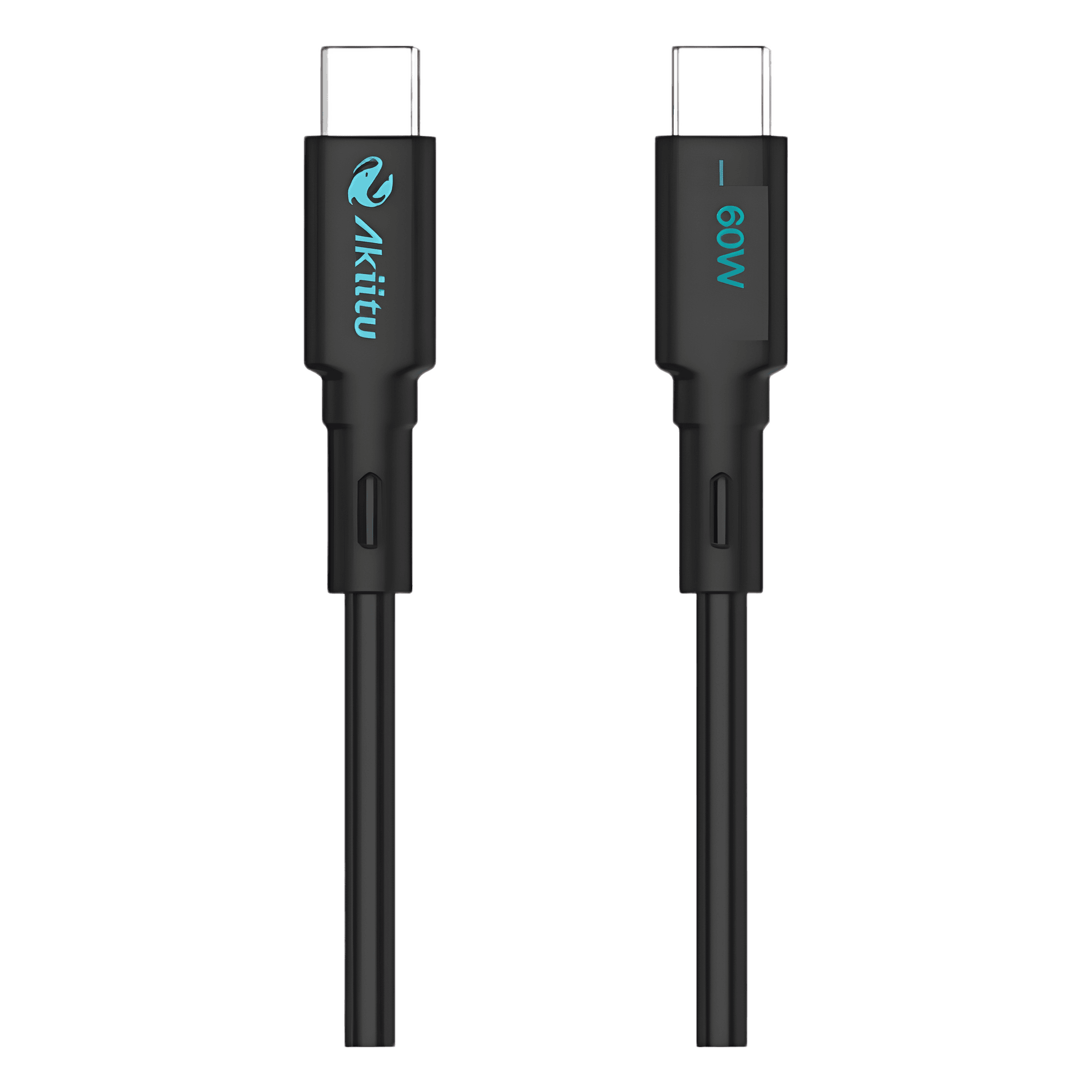 Cable USB-C a USB-C / 1 Metro / Carga Rápida 60W / Transferencia 480 Mbps / Magnético de Silicona Líquida / Auto-enrollable / Anti-enredos / Negro AKPAC6SM60W