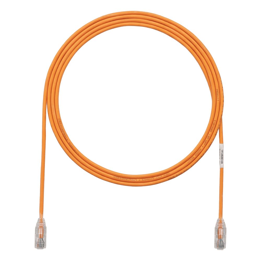 Cable de Parcheo TX6, UTP Cat6, Diámetro Reducido (28AWG), Color Narnaja, 0.30 Metros (1 Pie) UTP28SP1OR