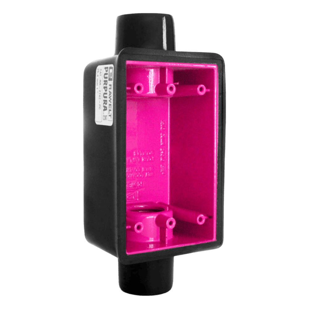 Caja Rectangular de 1/2"/ Con Recubrimiento exterior de PVC e interior Purpura. RR-0470-PC