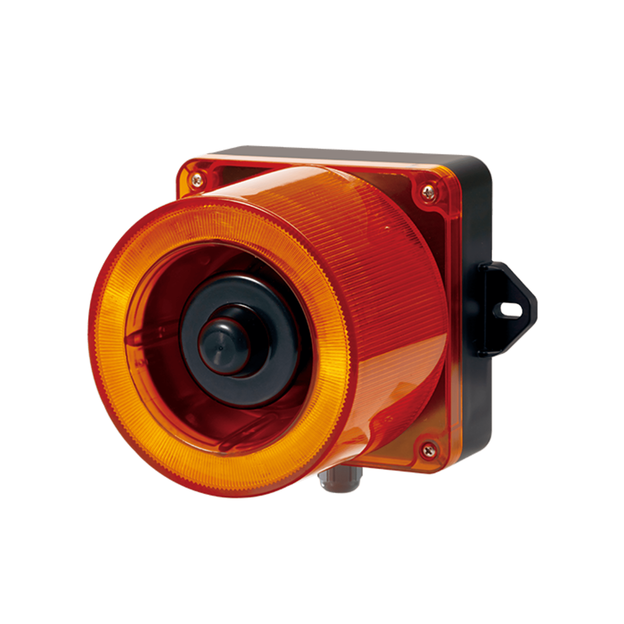 Combinacion de baliza LED color Ámbar y sirena electrónica de 31 tonos resistente a la intemperie de volumen máx. 123 dB a 110-220 VCA QWCD50-110220-A-LC