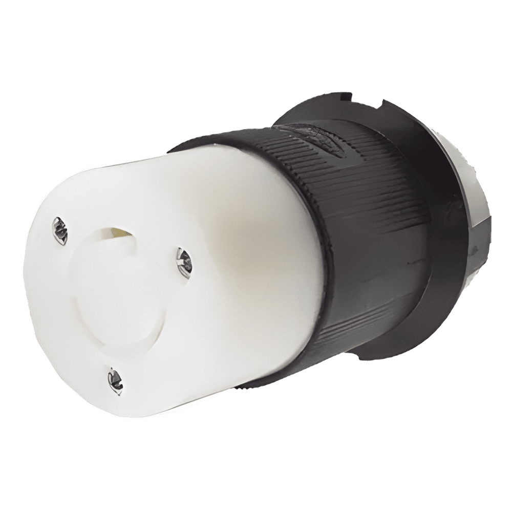 Conector Industrial con Bloqueo de Media Vuelta / 20 A 125 V CA / 2 Polos 3 Hilos / Nema L5-20R / Color Blanco y Negro. HUB-HBL-2313