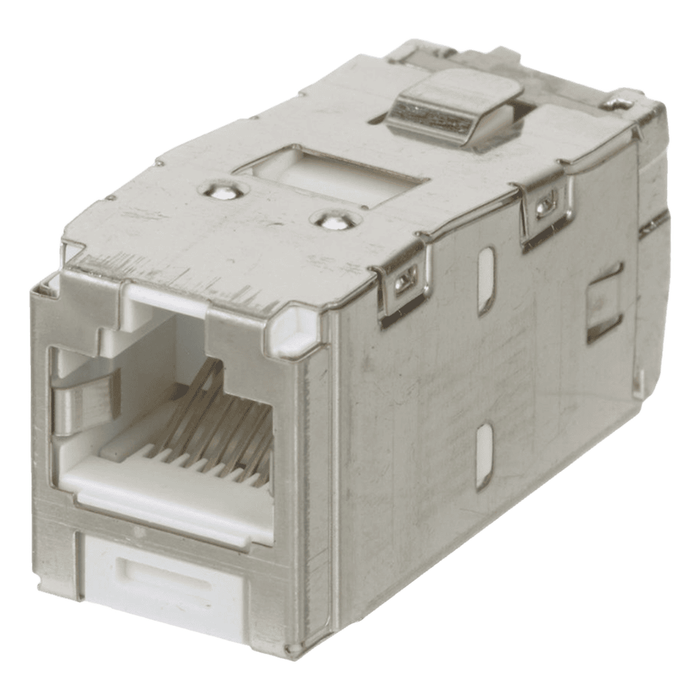 Conector Jack RJ45 Blindado, Estilo TG, Mini-Com, Categoría 6A, de 8 Posiciones y 8 Cables, Color Blanco CJS6X88TGWHY