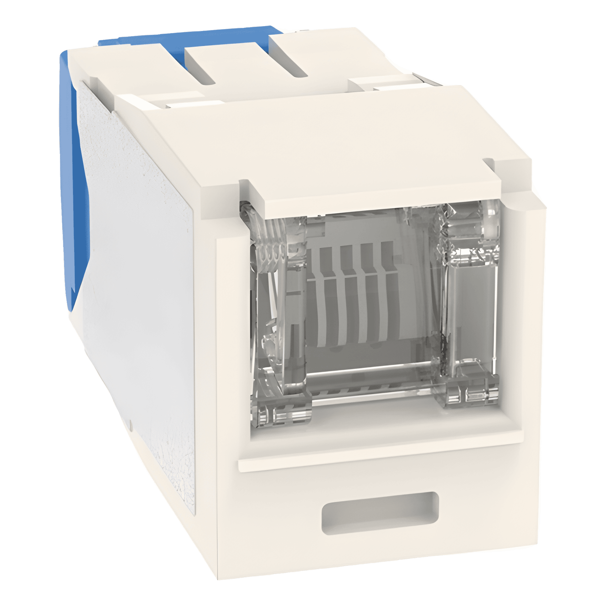 Conector Jack RJ45 Estilo TG con Ventana, Mini-Com, Categoría 6A, de 8 Posiciones y 8 Cables, Color Blanco CJH6X88TGWH