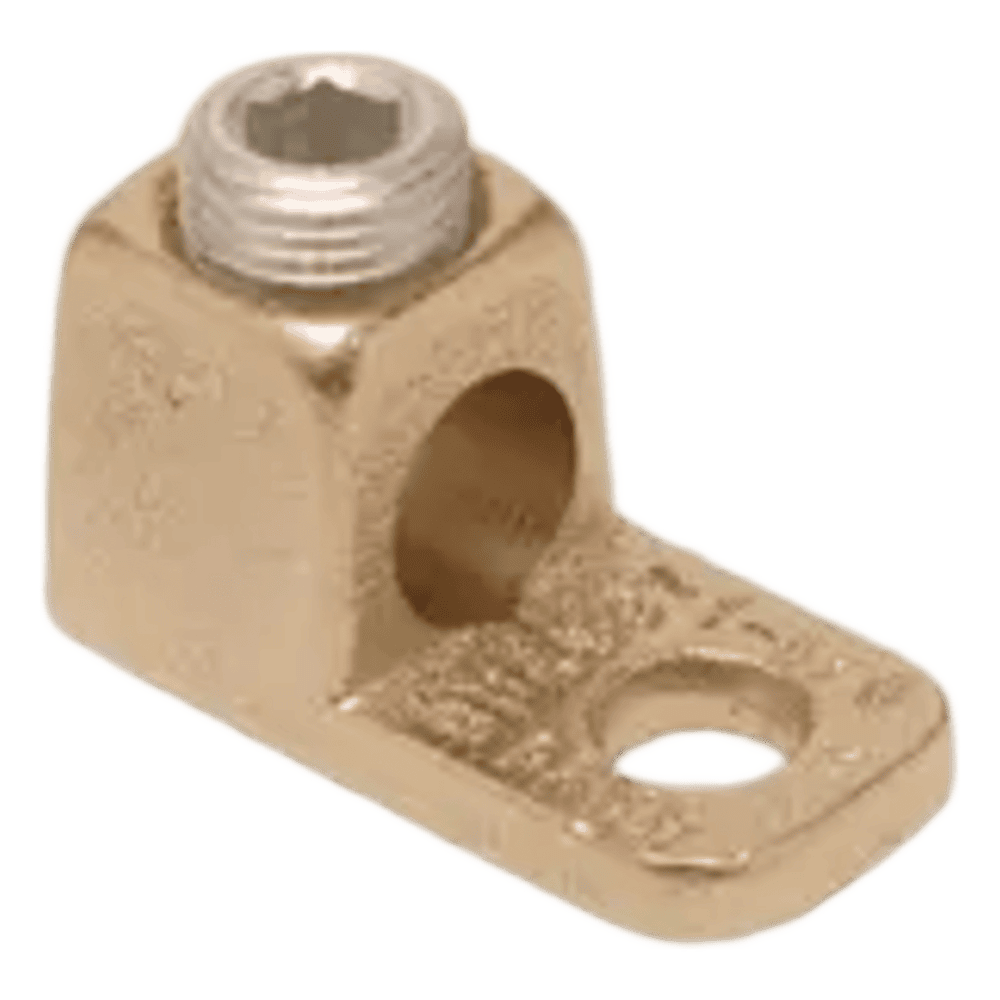 Conector de Cobre con tornillo de fijación para cable calibre 14 - 4 AWG y Tornillo de 1/4". HUB-KA4C
