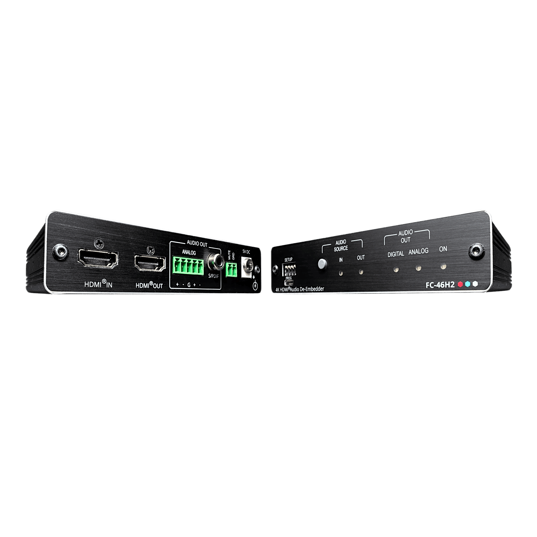 Desembebedor de Audio HDMI Profesional | 4K/60 UHD (4:4:4) | 18 Gbps | HDR | HDCP 2.2 | Salidas S/PDIF y Audio Balanceado | ARC | Gestión EDID Inteligente | Kramer re-Klocking | DigiTOOLS Compacto FC-46H2