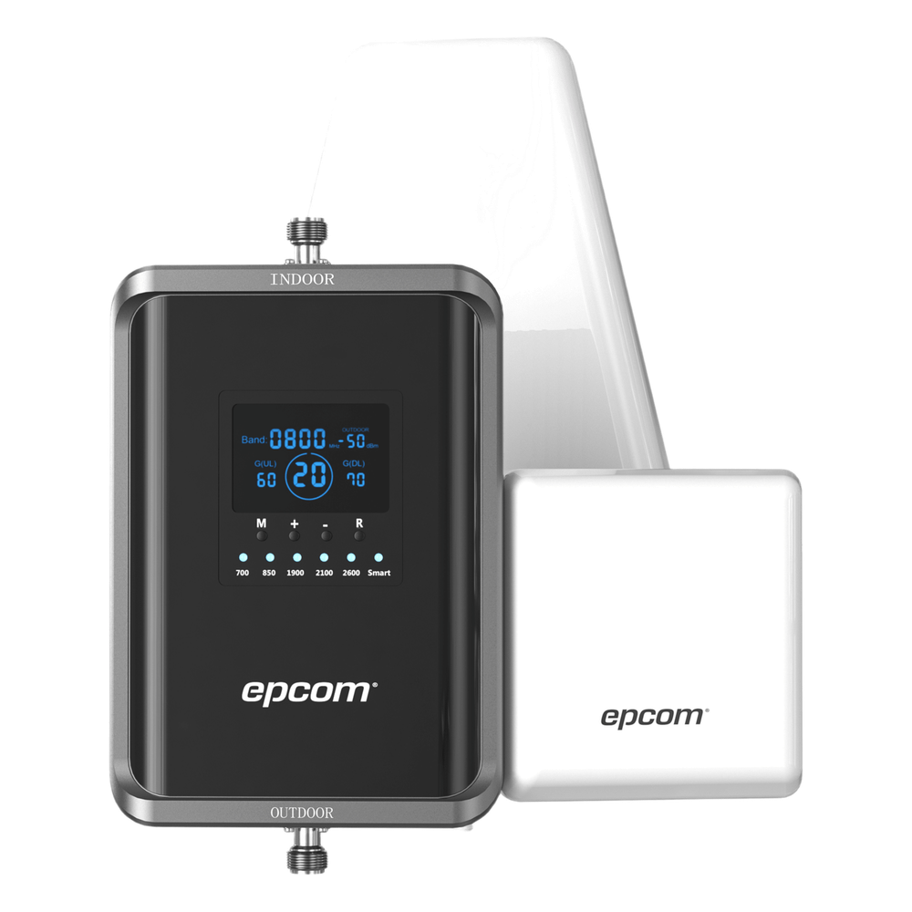 Kit Amplificador de Señal Celular 2G, 3G, 4G y 5G / Mejora llamadas convencionales y VoLTE / Amplifica señal de TELCEL, AT&T, MOVISTAR, BAIT,DiRi y más / Cubre hasta 300 m² con una antena y hasta 600 m² con 2 antenas. EP-5G-PBS-V2