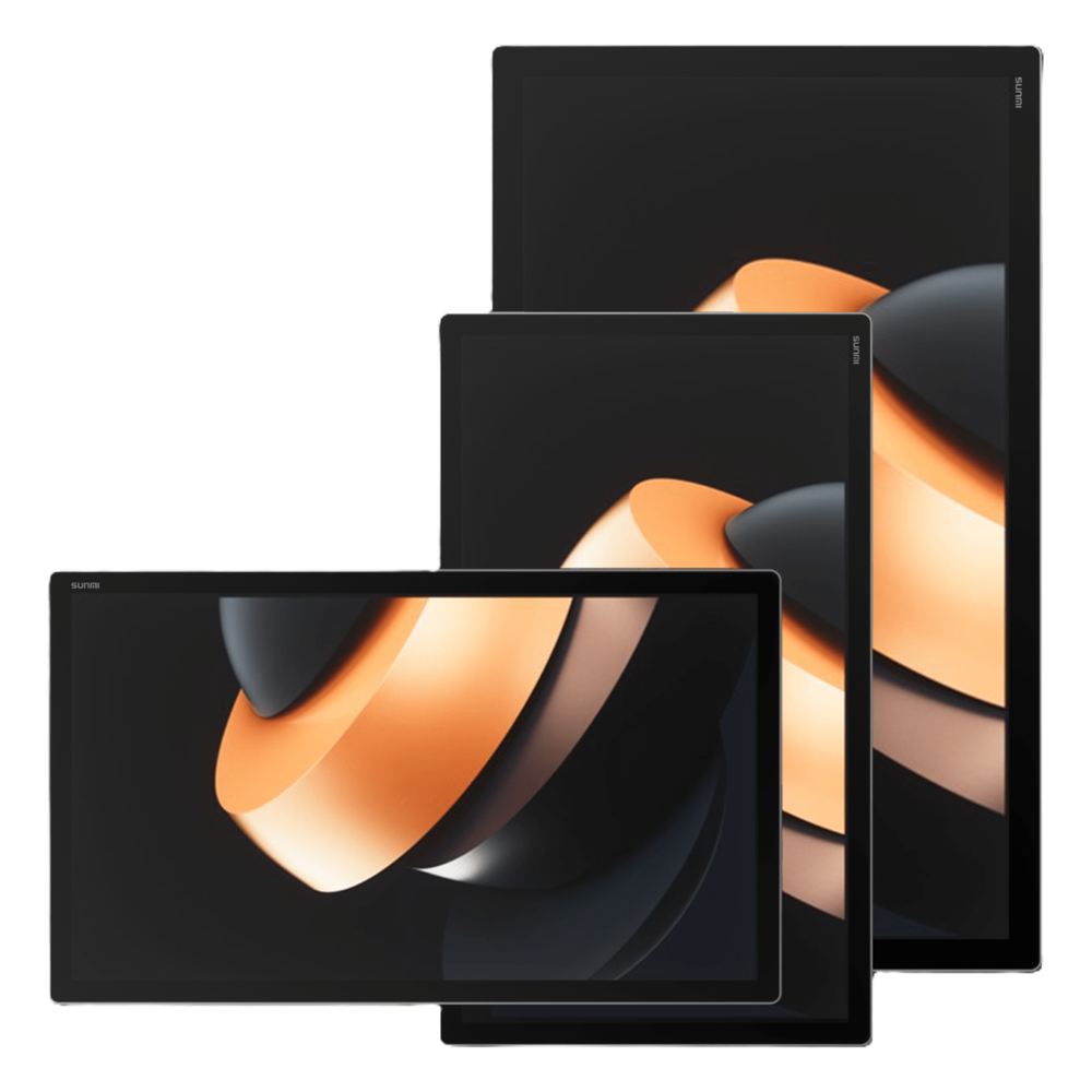 Pantalla Interactiva SUNMI FLEX 3 27"/ Tercera Generación / Diseño Metálico Ultra Delgado / Pantalla Capacitiva Multi-Touch FHD / Procesador Qualcomm Octa-Core / AI Engine / NFC en Pantalla / IP54 / Bluetooth 5.2 / POE FLEX327HV
