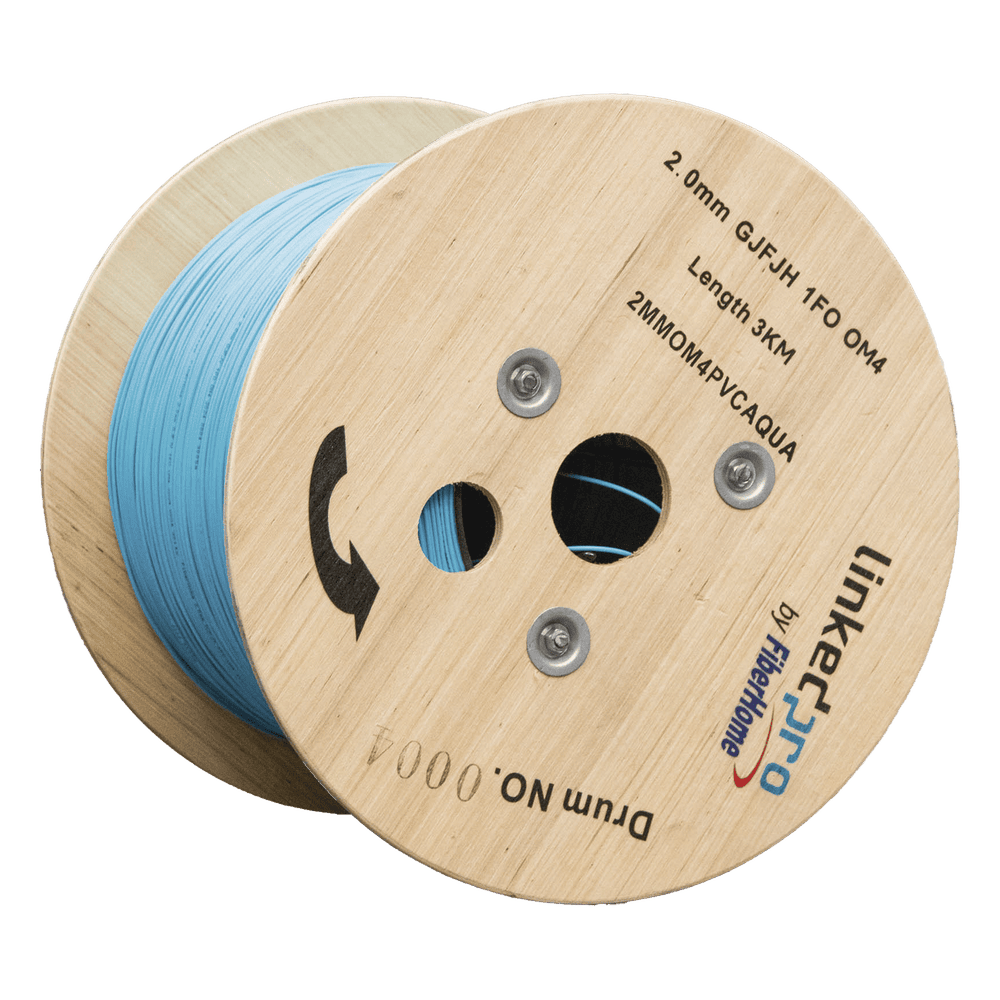 Fibra Óptica Multimodo OM4, 2 mm, Simplex, Tight Buffer, 900 micras, Color Aqua, Precio Por Metro, (Hasta 2000 Metros en un Solo Tramo de Cable) 2MMOM4PVCAQUA