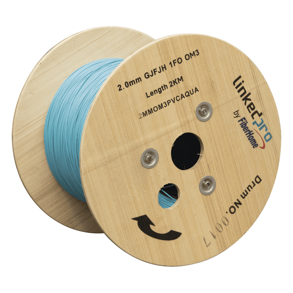 Fibra Óptica Multimodo OM4, 2 mm, Simplex, Tight Buffer (900 micras), Precio Por Metro, (Hasta 2000 Metros en un Solo Tramo de Cable) 2MMOM3PVCAQUA