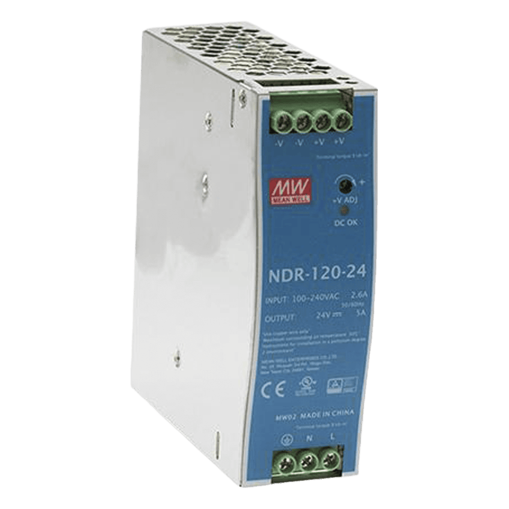 Fuente de poder industrial para riel DIN / 120W / 24Vcc / 5A / Entrada: 90-264Vca NDR-120-24