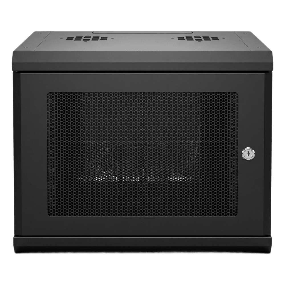 Gabinete Rack 19 Pulgadas / 04 Unidades / Ventilado / Montaje Pared / Acero Calibre 20 / Capacidad 100 kg / Dimensiones 636x606x283 mm (25x23.9x11.1 in) SR-19-04-GN3P