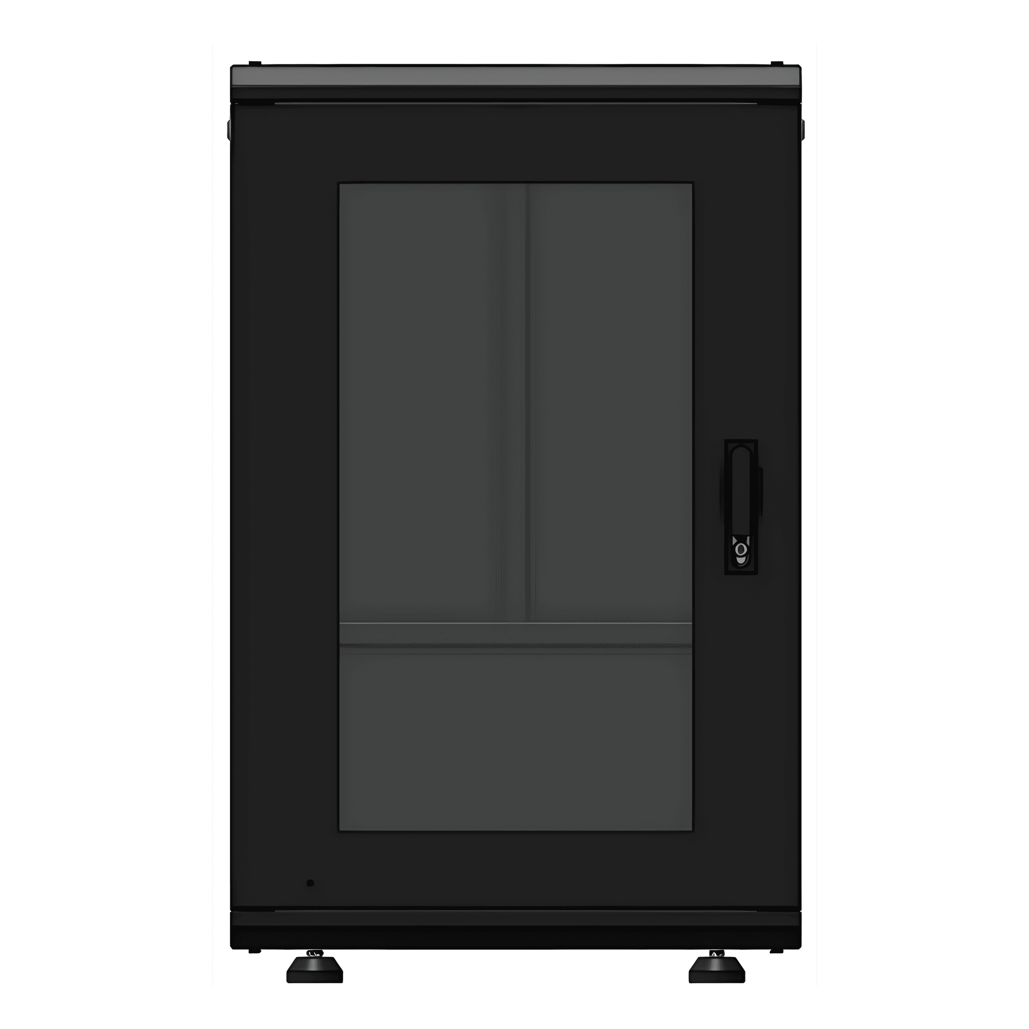 Gabinete Rack 19 Pulgadas / 18 Unidades / Piso / Puerta de Cristal / Acero Calibres 16-18-20 / Capacidad 750 kg (1653.5 lb) / Dimensiones 60 cm (23.6 in) x 93 cm (36.6 in) x 46 cm (18.1 in) LES-60-60-18UG