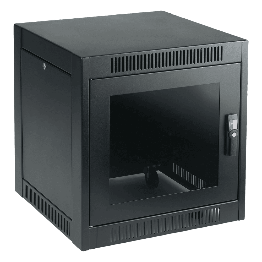 Gabinete SOHO para Oficinas Pequeñas y Home Office, 700 x 600 x 900 mm, Acero Negro, 11U, Ruedas, Sistema de Enfriamiento Pasivo, Puertas con Cerradura, Paneles Laterales Extraíbles ENC769SH