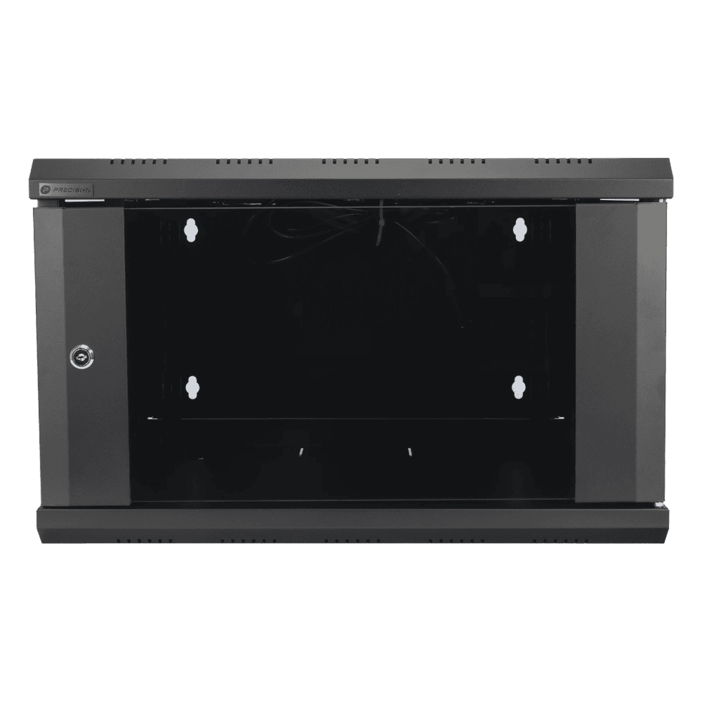 Gabinete de Pared Desarmado / 6U / 19 Pulgadas / 600 x 550 x 382 mm / Cristal Templado 5 mm / Carga Estática 60 kg / Acero SPCC RAL 9004 / IP20 Interior / RoHS PS06550GU