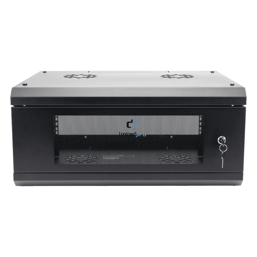 Gabinete de Pared con Puerta de Cristal Templado, 455mm de Profundidad, 4U Rack de 19'', Acero Reforzado SR1904LH3GA