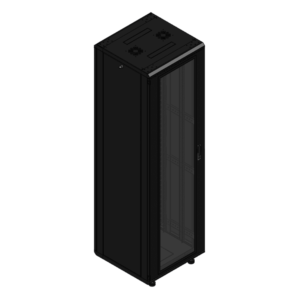 Gabinete rackeable de piso de 42U, compatible con estándar 19 pulgadas, equipado con puerta frontal de cristal para una mejor visibilidad y presentación profesional LES-60-60-42UG