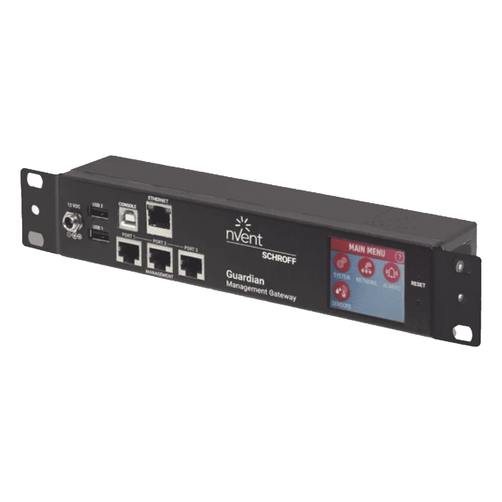 Gateway de Gestión y Monitoreo Ambiental para Centro de Datos GUARDIAN / 1U Compacto / 3 Puertos de Sensores / Pantalla LCD Táctil / SNMP, BACnet, Modbus/TCP 11079-000