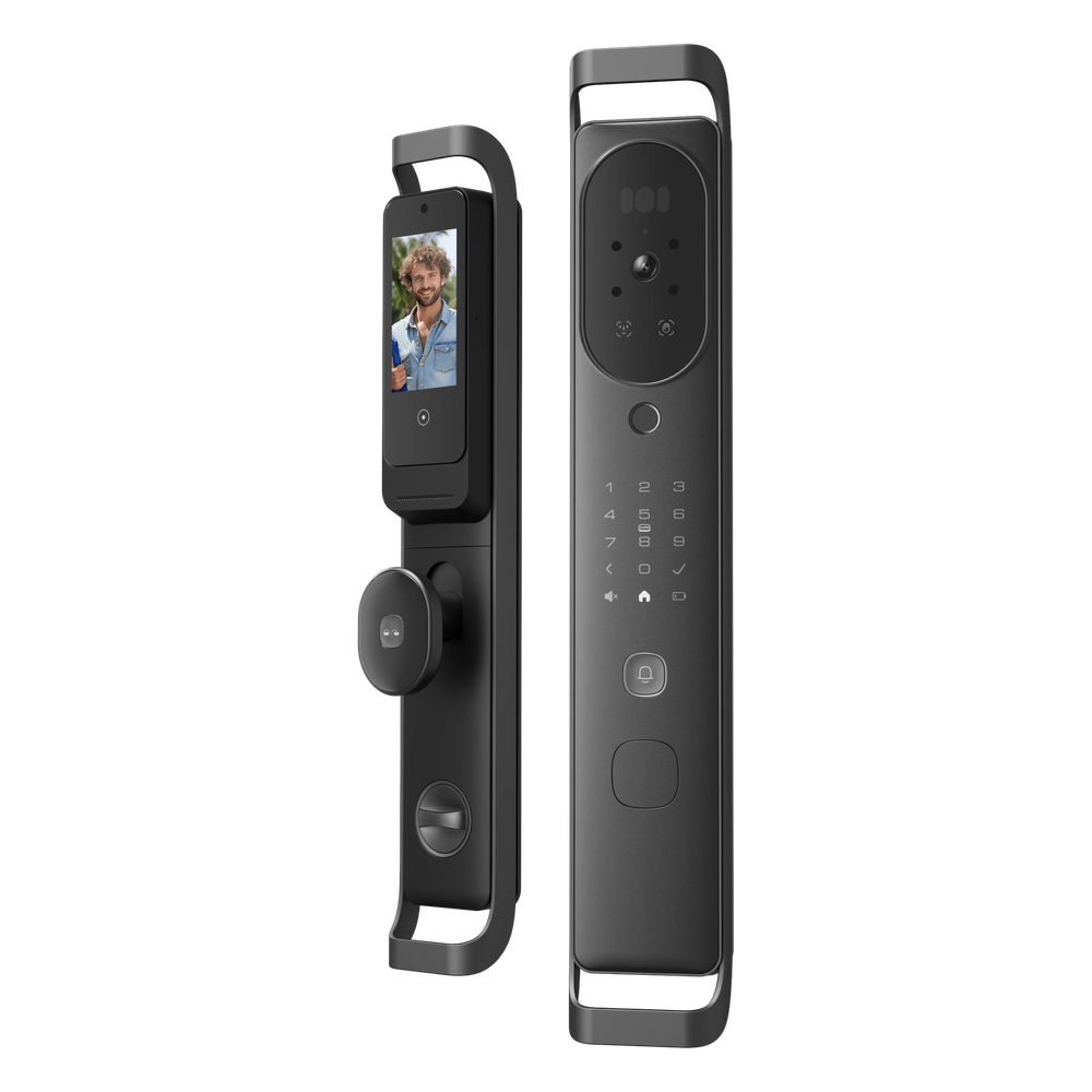 Cerradura Inteligente Multibiométrica / Reconocimiento Facial + Venas Palma + Huella Digital / Teclado Numérico + Tarjetas IC + NFC / Pantalla HD 4.5 Pulgadas / Batería Doble 4000mAh + 2500mAh / Conexión WiFi 2.4GHz / App Smart H10