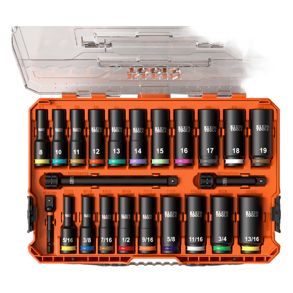 Juego de Dados de Impacto KNECT™ (M) / 3/8" Drive Profundo / SAE y Métrico / 23 Piezas / Adapters Multi-Propósito / MODbox™ Case 65121-IMPCT