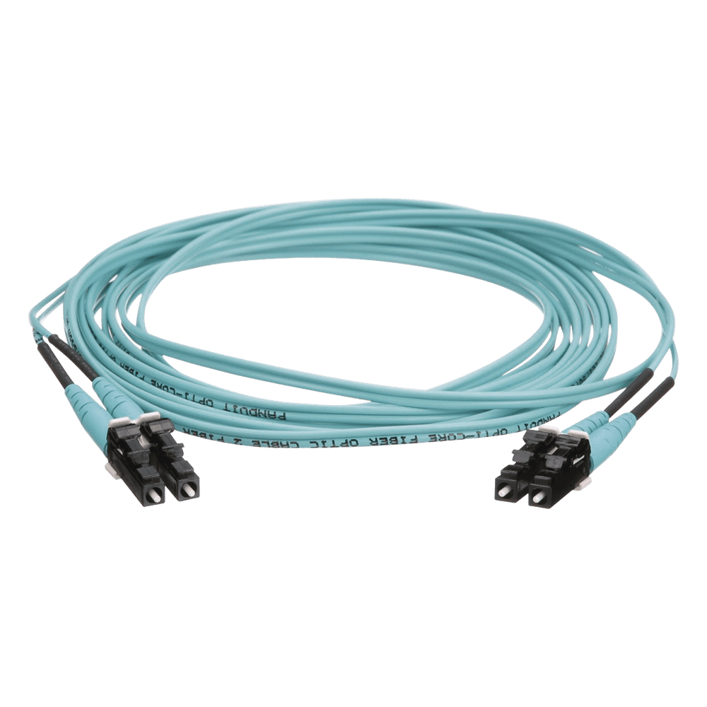Jumper de Fibra Óptica Multimodo 50/125 OM4, LC-LC Duplex, OFNR (Riser), Color Aqua, 13 Metros (42.65 Pies) FZ2ERLNLNSNM013