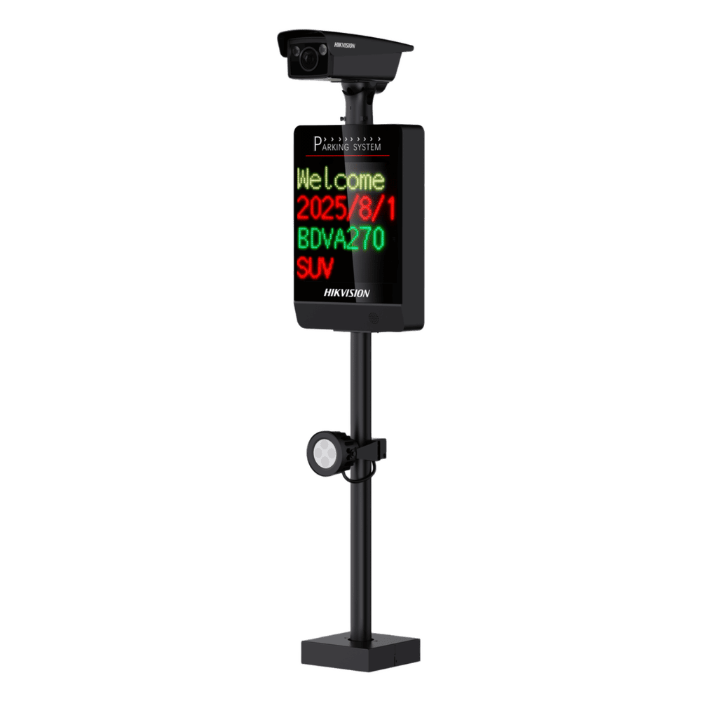 Kit ANPR 4MP / Reconocimiento de Matrículas / Cámara 2688×1520 / Pantalla LED Integrada / Luz Complementaria 20 m (65.6 ft) / Control de Barrera DS-TMC400-E
