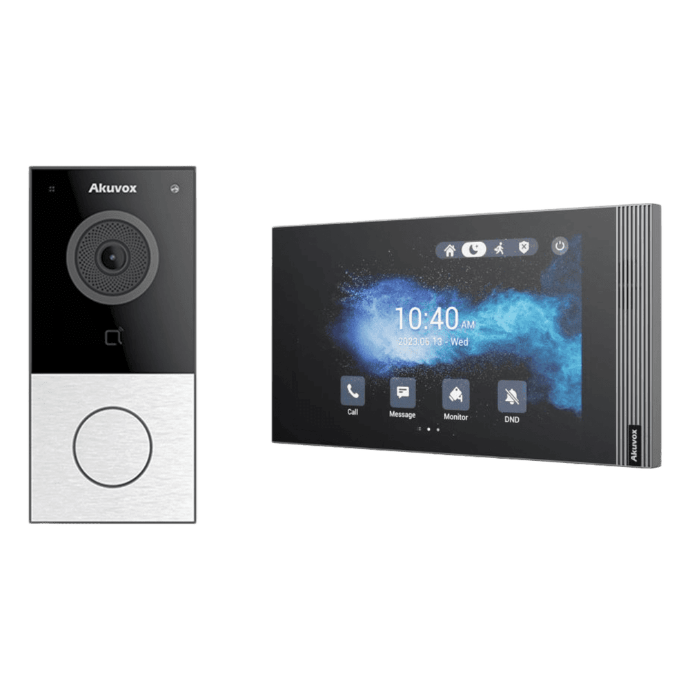 Kit Akuvox WIFI E12W + S562W / 100% en la Nube / POE / Bluetooth / NFC / Lector de Tarjetas MIFARE / ONVIF / IP65 / Cámara 2 MP / Botón con Iluminación / Control de 1 Puerta / Entradas de Alarma KITAKUVOXWIFI/V2