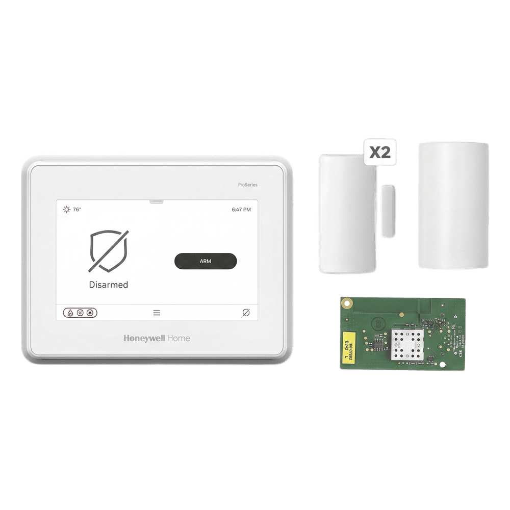 Kit de alarma con panel de pantalla táctil de 7 pulgadas, módulo WiFi y Z-Wave, sensor de movimiento PIR y 2 contactos magnéticos para puertas y ventanas PROA7FAWPM