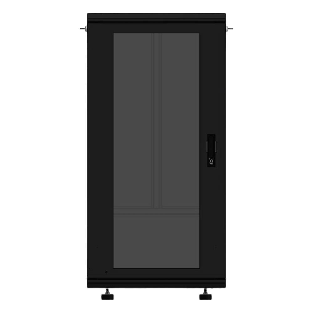 Gabinete Rackeable 19 Pulgadas / 24 Unidades / Piso / Puerta de Cristal / Acero Calibres 16-18-20 / Capacidad 750 Kg / Dimensiones 600x605x1190 mm (23.6x23.8x46.9 in) / Ventilación 120 mm, Niveladores Incluidos LES-60-60-24UG