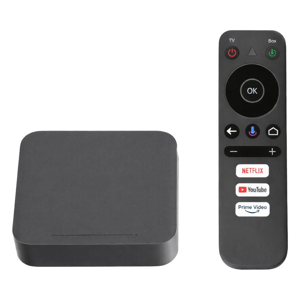 STB 4K Android con Google TV / Alto Rendimiento / Conexión Wi-Fi y por Cable / Control Remoto Bluetooth / Salida HDMI / APP Hik Connect Pre-instalada / Software de Gestion para ISPs/ Para modo desarrollador leer la nota en la descripcion LP1TVBOX