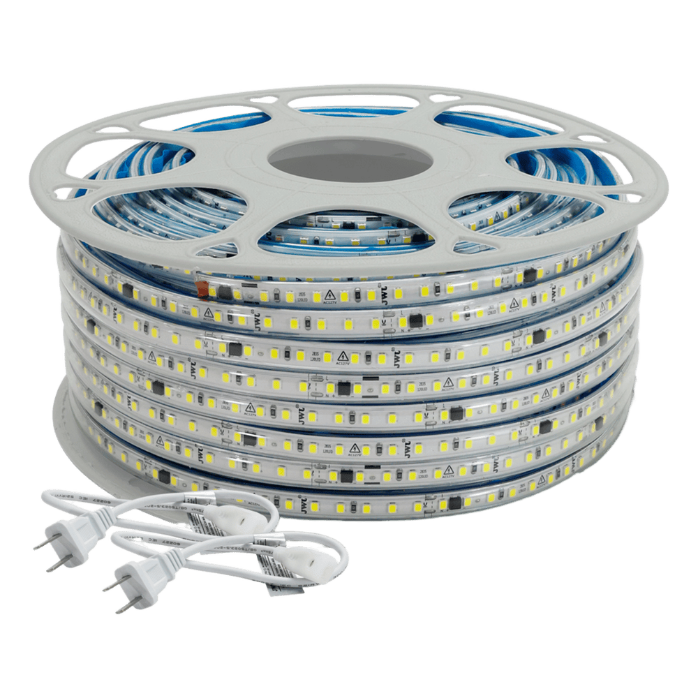 Manguera LED Luminosa Blanca de Resina Transparente y Flexible / Para uso Interior o Exterior / Carrete de 50 m/ 110V CA 4.2 A/ 500 W Potencia / T.C.C. 6500 K. JLML-2835-07B