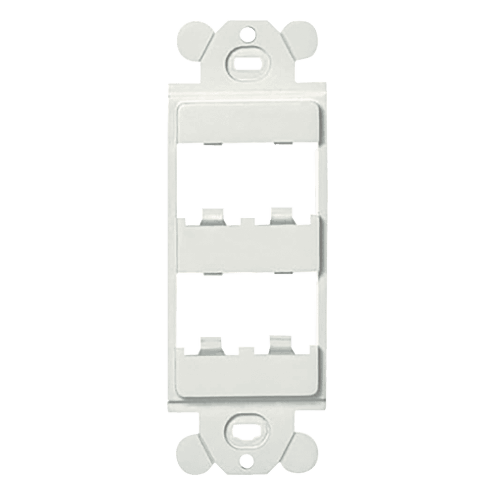 Marco de Módulo Dúplex, Para Placas Frontales Estándar GFCI, Acepta 4 Módulos Mini-Com, Color Blanco CFG4WH