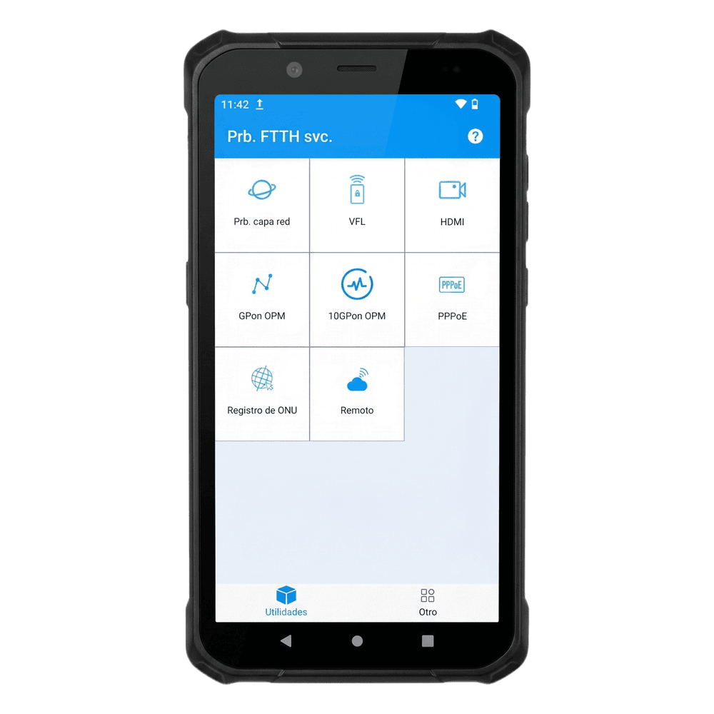 PDA Profesional Todo-en-Uno para Redes de Fibra Óptica / 2 Puertos 2.5GB / Función VFL 10mW / Función OPM / WiFi 6 / Puerto HDMI / Protección IP65 LP-FO-PDA