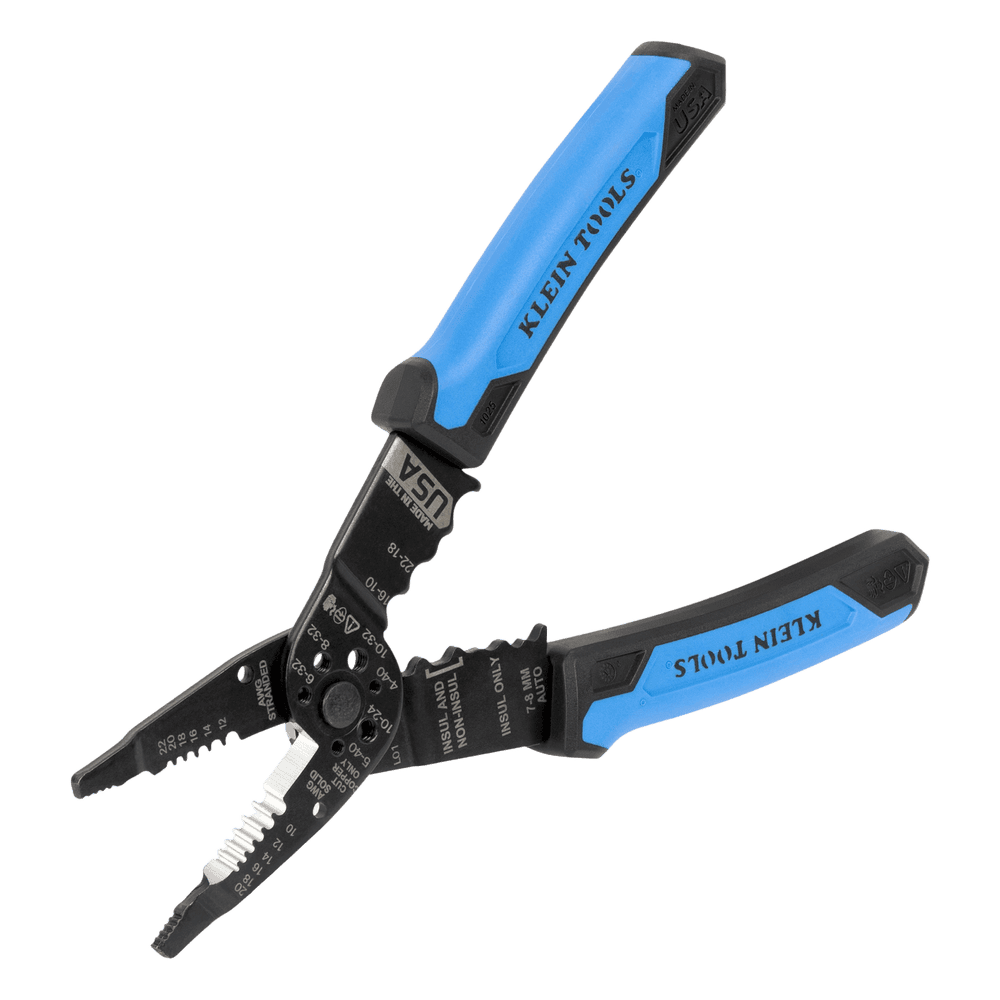 Pinzas Pelacables Multiuso / Pela Cables Sólidos 10-20 AWG y Trenzados 12-22 AWG / Capacidad Ponchado Terminales 10-22 AWG / Corte Tornillos 4-40 a 10-32 / Acero Óxido Negro / Mangos TPE Ergonómicos 1025