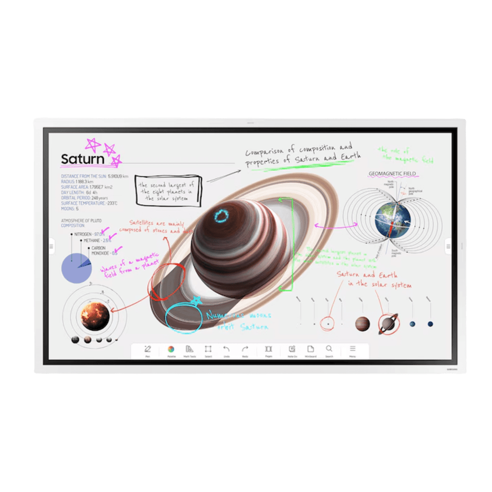 Pizarra Interactiva Digital / 55" 4K UHD (3840x2160) / Touch IR 20 Puntos / Whiteboard 4 Usuarios Simultáneos / Tizen 9.0 / WiFi / VESA 400x400 WM55FX