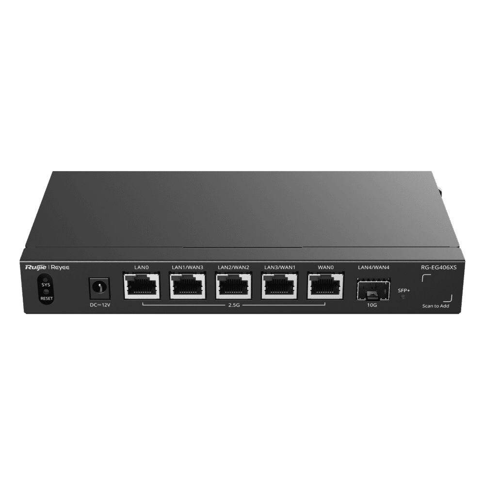 Router Balanceador con Función SD-WAN, Hasta 5 Servicios de Internet y hasta 400 clientes con desempeño de 2.5 Gbps, un puerto SFP+ 10G RG-EG406XS